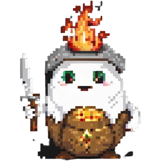 potato ghost holding a knife and fire emoji