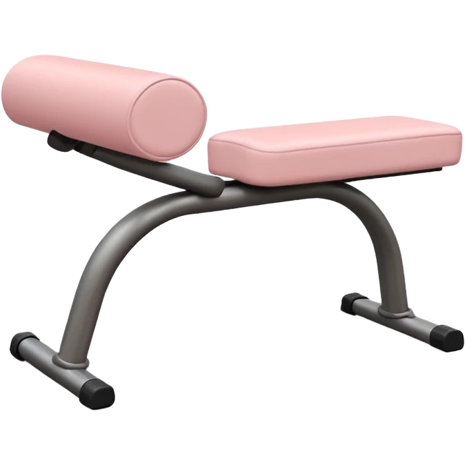 Beige gym bench with pastel pink padding, soft pastel background emoji
