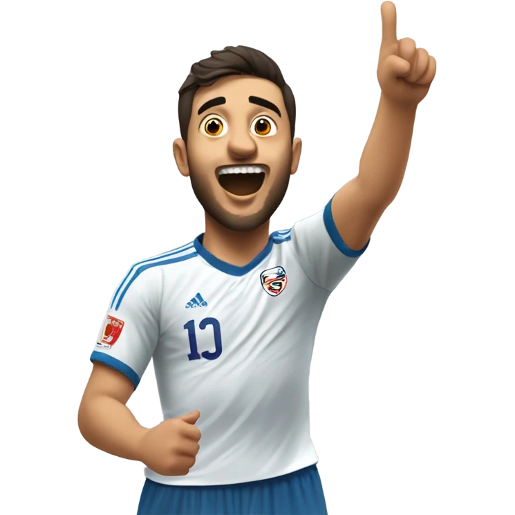 Mapping out Arda Güler's goal celebration, he’s got his right hand on his chest and his left hand pointing skyward, as described earlier emoji