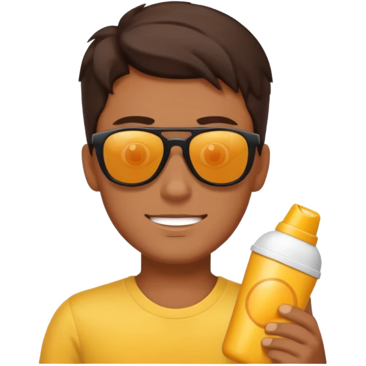 
male brunet suncream and sunglasses emoji