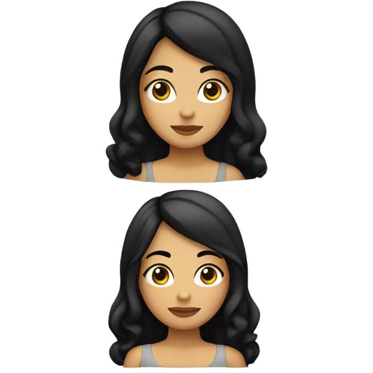 Venezuelan girl with black hair, curly on one side and straight on the other side emoji