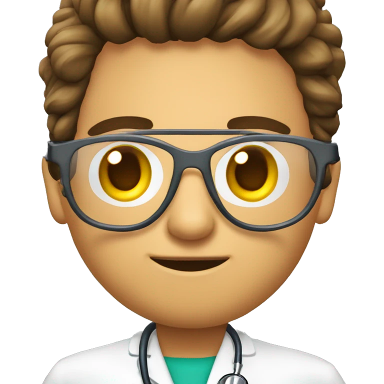 medico grisalho com oculos e  estetoscopio emoji