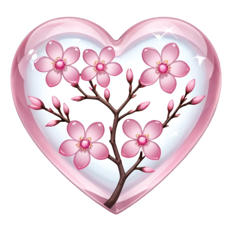 heart with sakura and crystal effect emoji