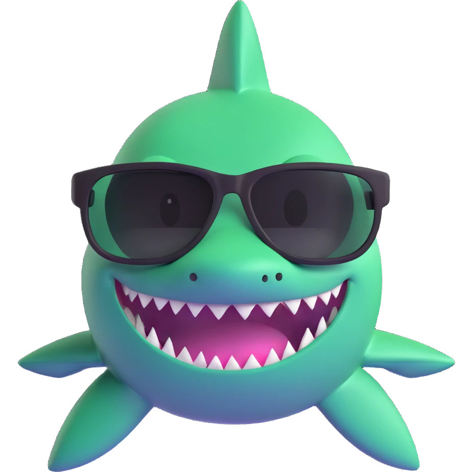 shark with green money glasses emoji