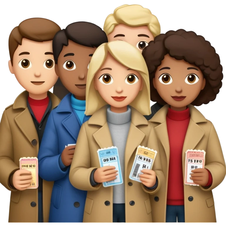 group of people standing in line at a movie theater emoji
