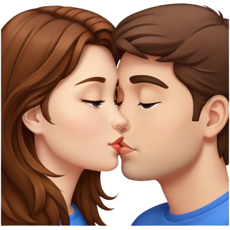 Brown hair girl Kissing guy emoji