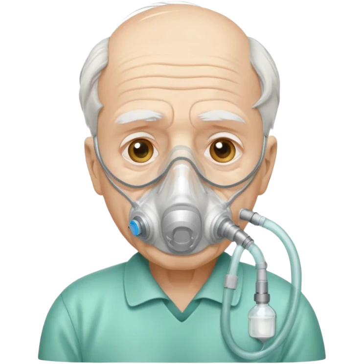 old man with simple ambulance oxygen mask  emoji