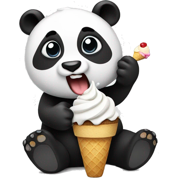 Panda eating ice cream emoji