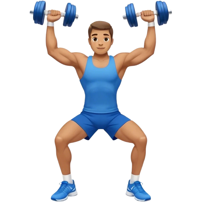 man with blue shorts doing side-lateral raise (T pose) with light dumbbells emoji