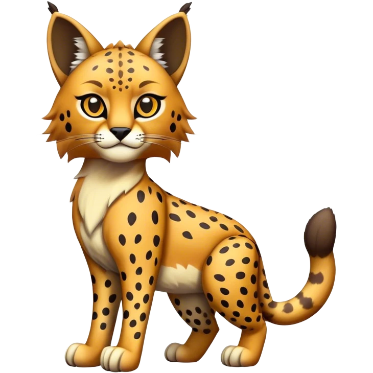Cute realistic colorful bobcat-lynx-cheetah-caracal-leopard-hybrid-Fakemon full body with patterns and markings emoji