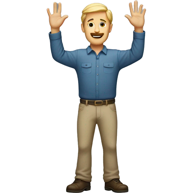 normal white man who raises his hand above his head emoji