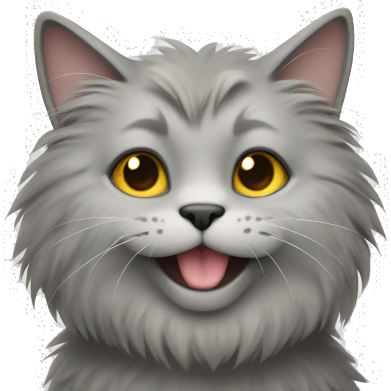 Make a fluffy grey cat emoji