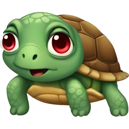 turtle with heart eyes but sad emoji