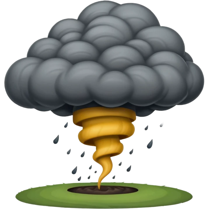 A thick dark funnel cloud sweeping across open plains. emoji