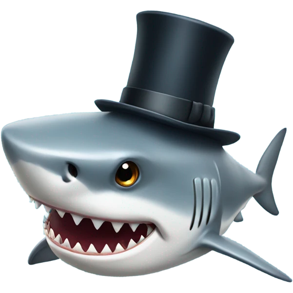 Shark with a top hat emoji