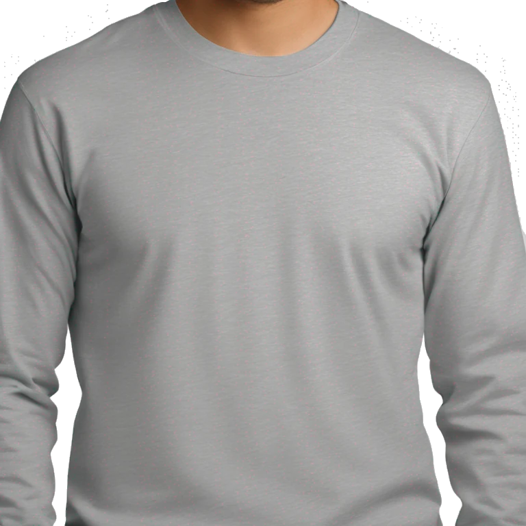 A plain long-sleeve T-shirt in melange gray color. emoji