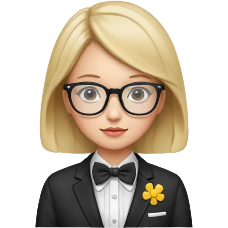 girl with bowtie, jacket and glasses emoji