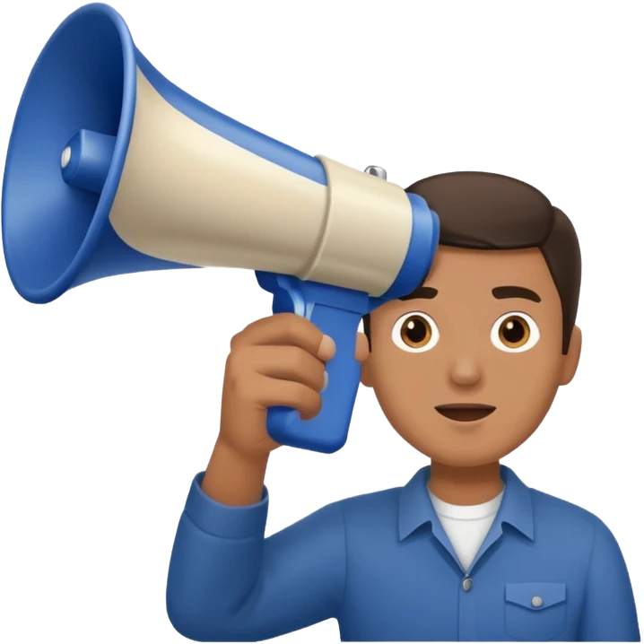 megaphone with male hand, collage style emoji