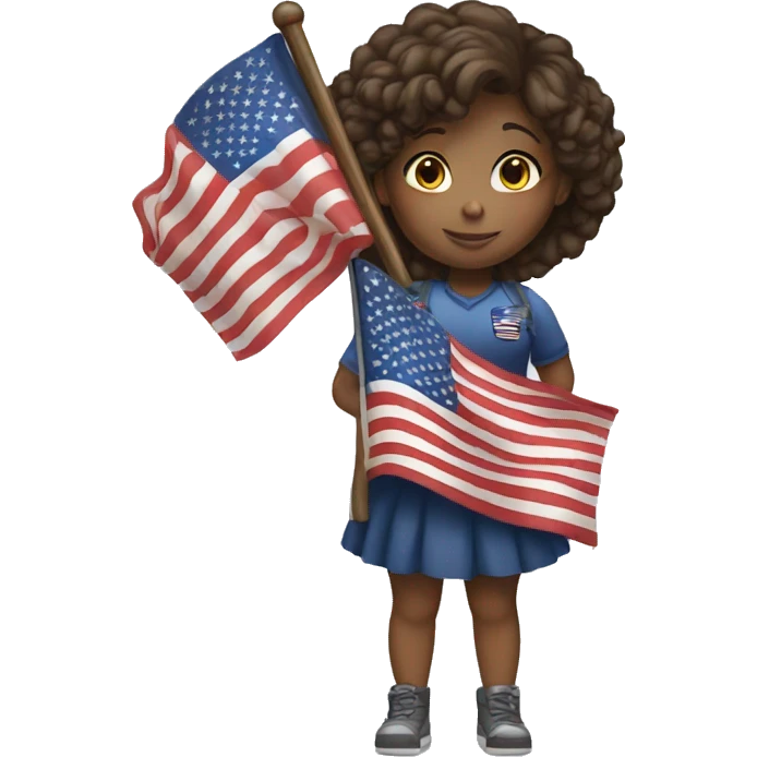Girl who hold an american flag emoji