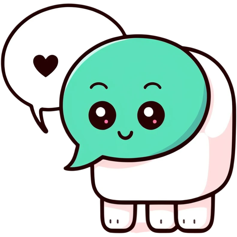 Speech bubble with heart on eyes emoji