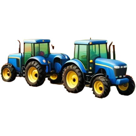 An icon showing tractors in a colorful rural landscape, inspired by Farming Simulator 22. The design features vibrant fields, barns, and crops under a bright sky, with tractors working the land. The peaceful and immersive farming environment is highlighted with a transparent background emoji