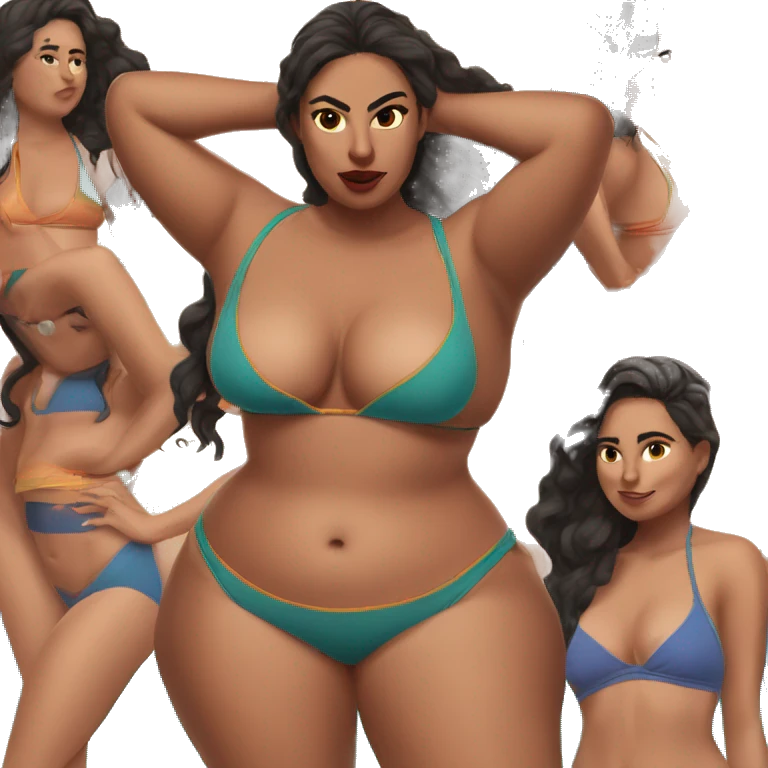 Slim-Thicc mexican woman swimsuit posing emoji