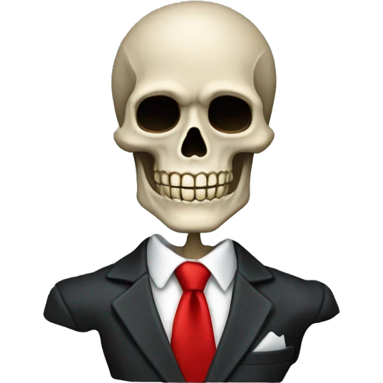 handsome skeleton wearing a suit, with a red tie nd handkercheif. emoji