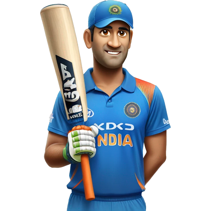 Ms dhoni with cricket bat emoji