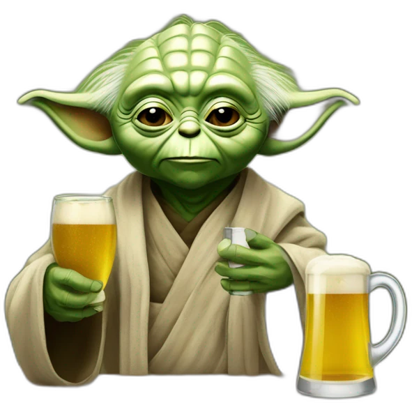 Maître Yoda avec une bière emoji