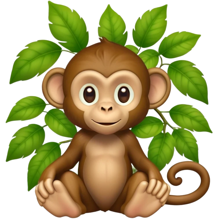 A monkey with big foot’s and long nose all covered in leaves emoji