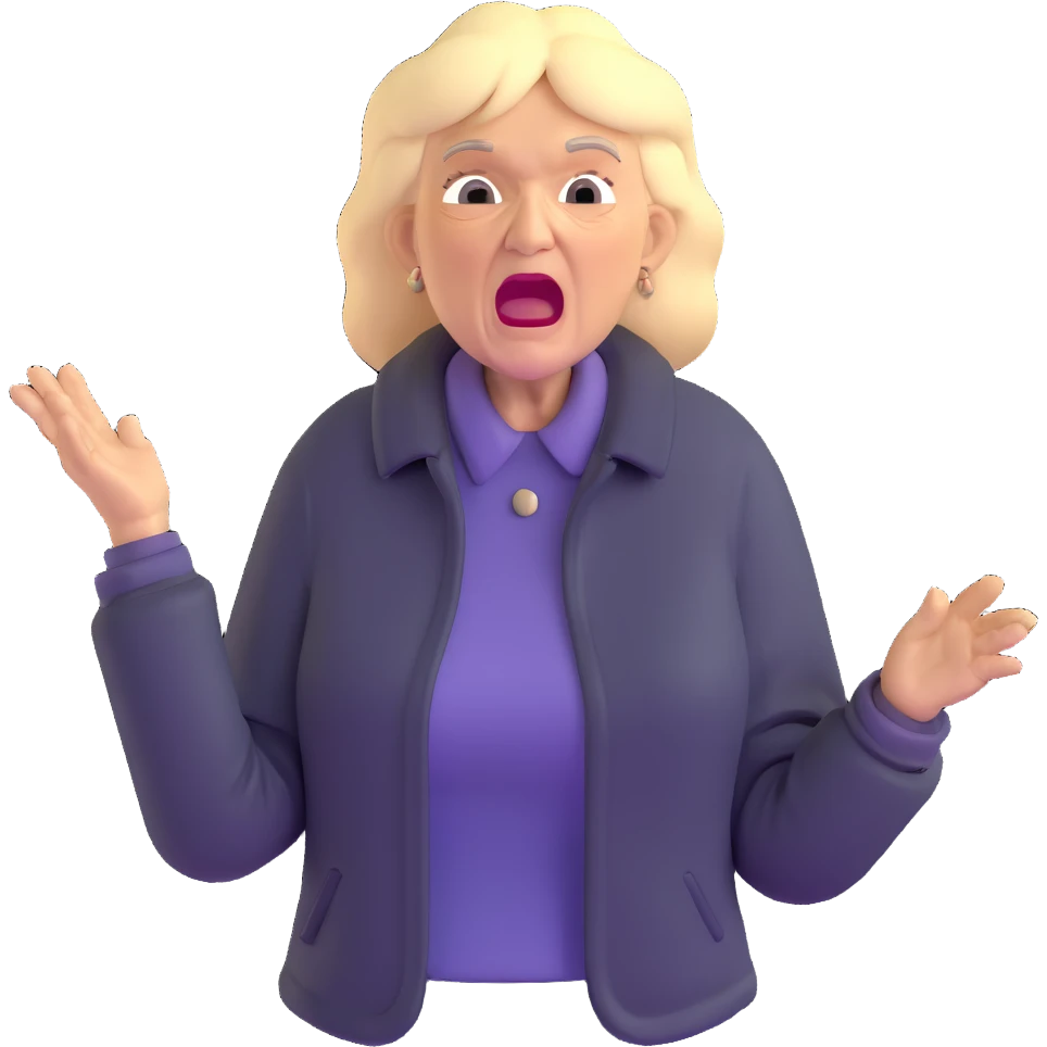 mean Karen, old yelling lady with blonde hair and a jacket emoji