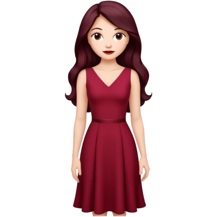 young glamorous woman 
Long waist-long hair
middle part
slightly wavy
dark burgundy hair 
 emoji