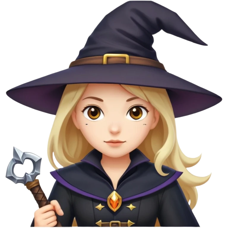 A girl in a captain's uniform and a witch's hat, holding a sword. emoji