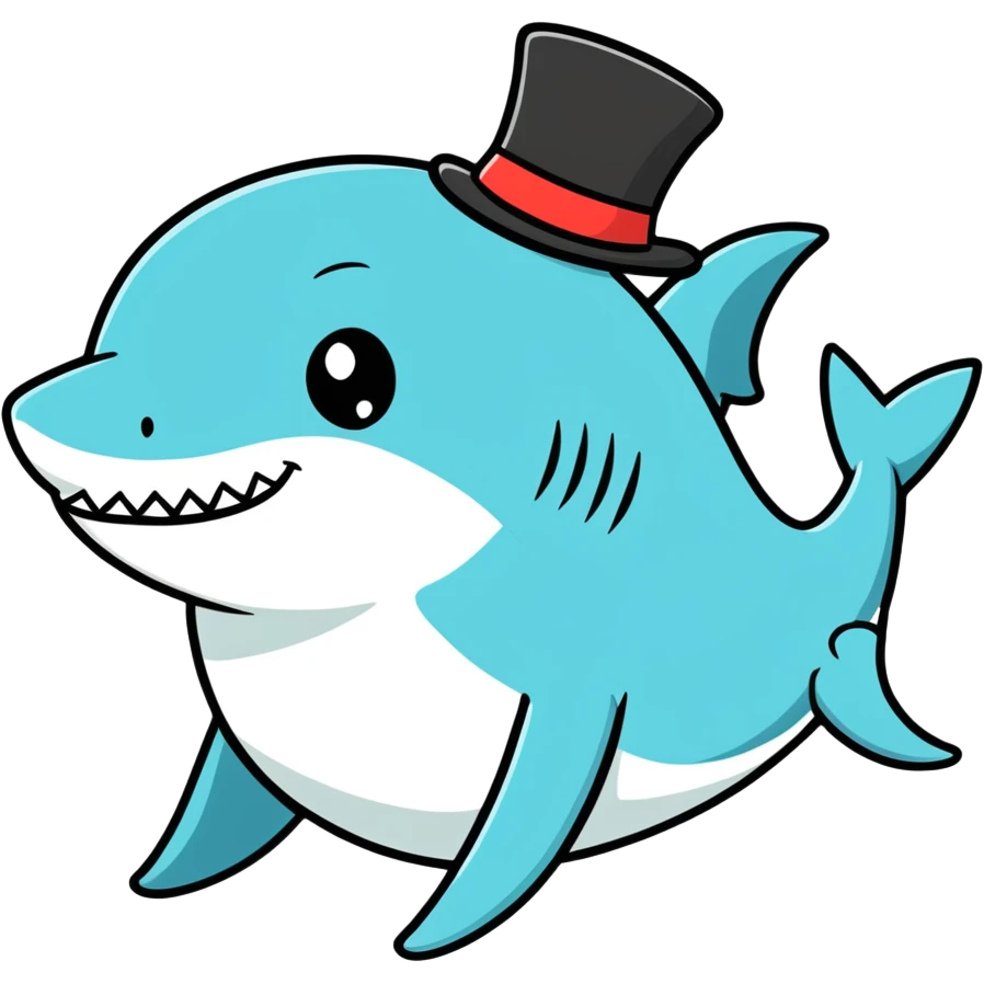 Shark with a top hat emoji
