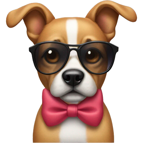 dog with sunglasses and a bow emoji