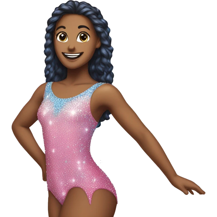 A pink and blue sparkly leotard covered in rhinestones emoji