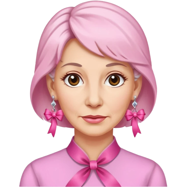 Mature Women with earrings of pink ribbons emoji