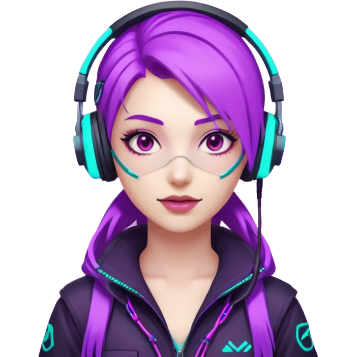 cyberpunk akali girl programmer emoji