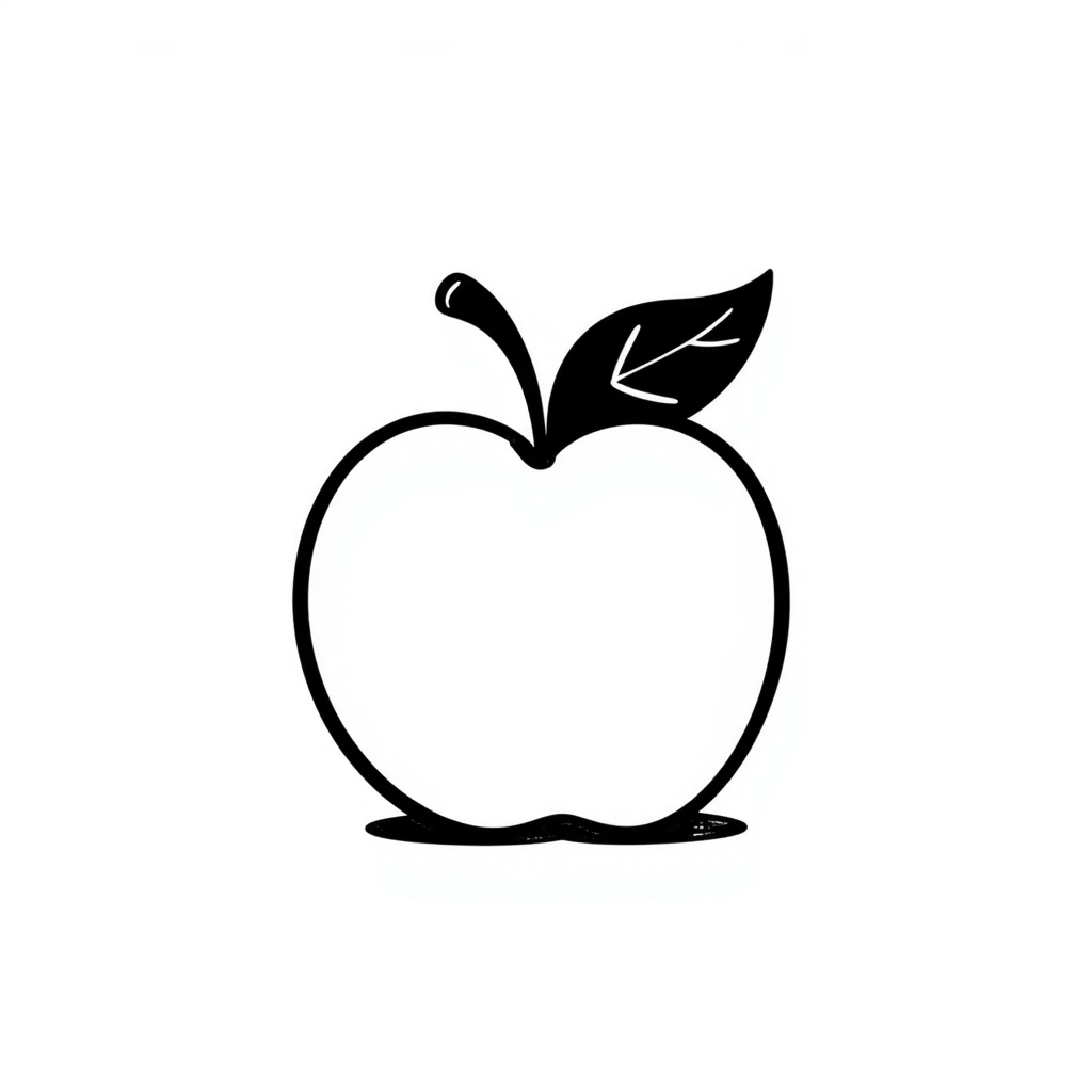 hand-drawn doodle of an apple with playful lines emoji