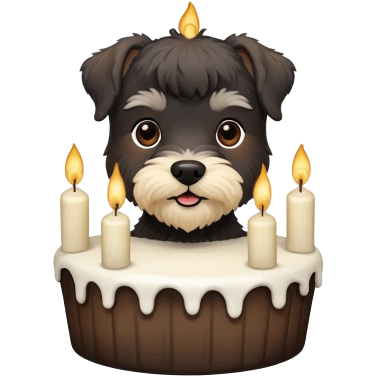 All black and brown schnauzer with cake emoji