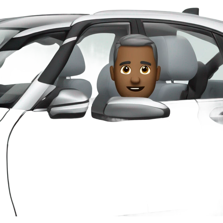 Grey bmw 3 series white man driving emoji