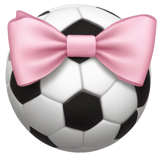 Soccer ball with a light pink bow on it emoji