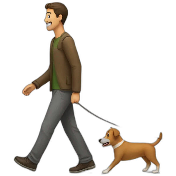 man followed by a dog emoji