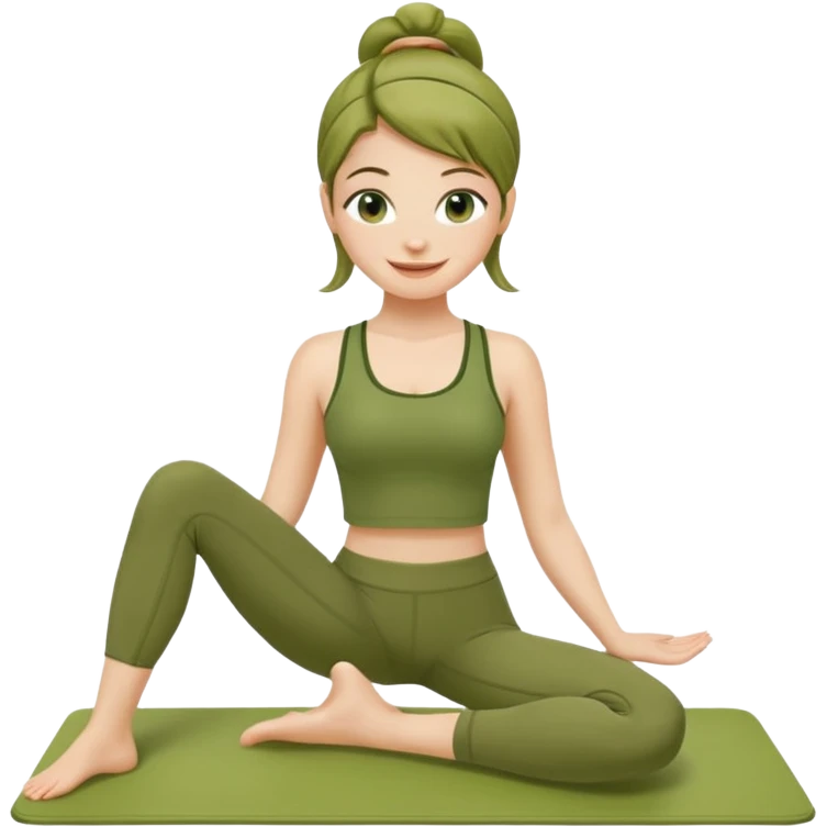 pilates girl in green olive set emoji