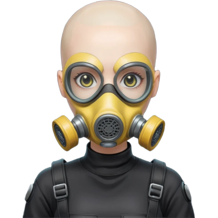 cyberpunk gasmask girl programmer buzzcut bald emoji