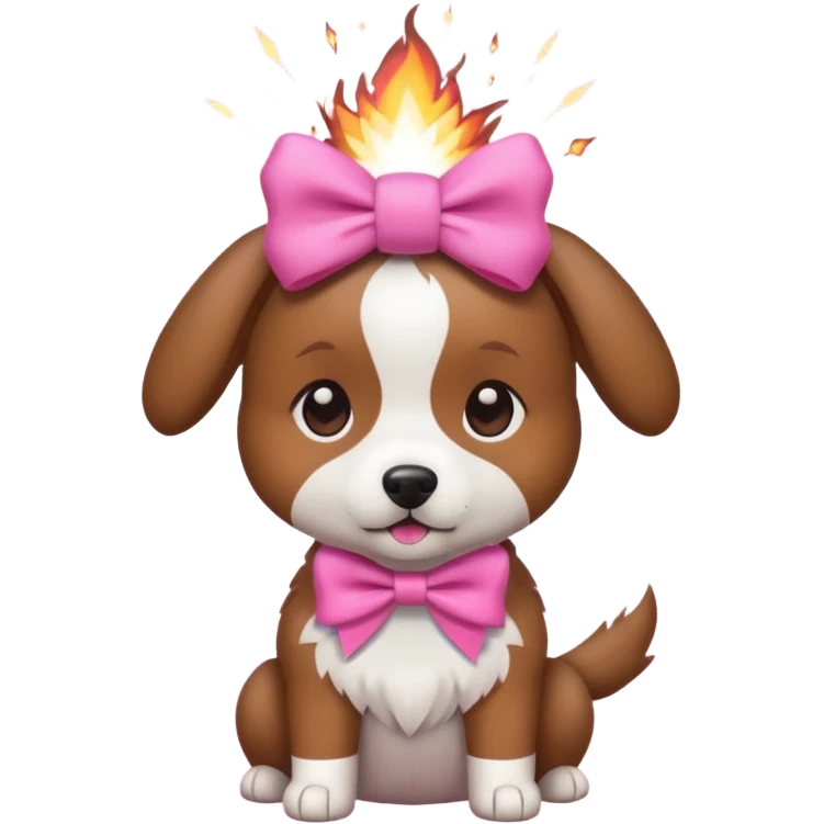 Dog with a explosion on the backround and a pink bow on his head emoji