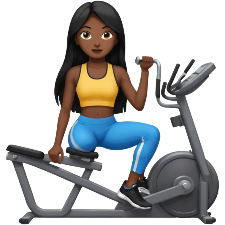 Long black hair desi girl with gym equipment emoji