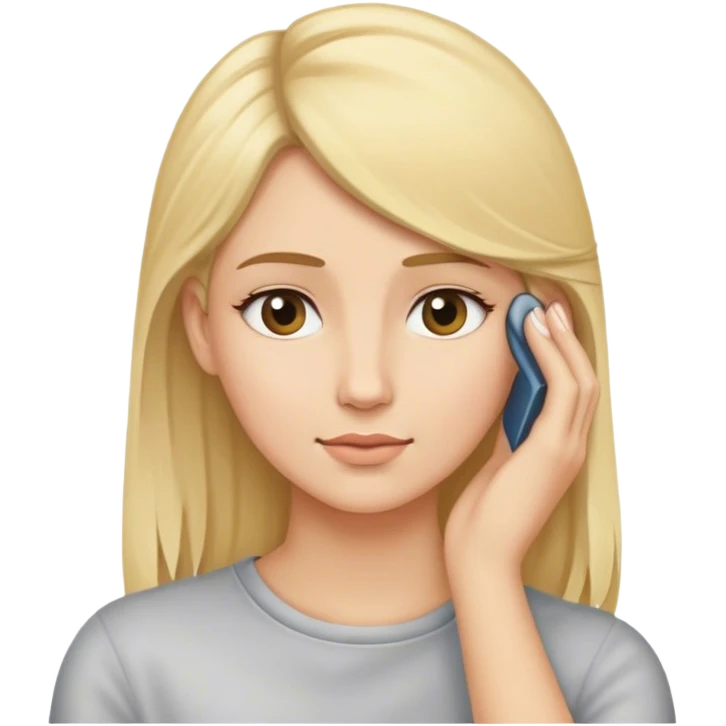 blond haired women tucking hair behind ear emoji