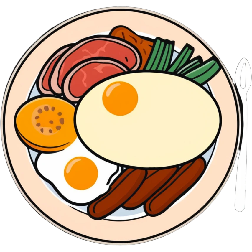 A colorful plate with protein foods: meat, egg, beans, tofu, and yogurt served together. emoji