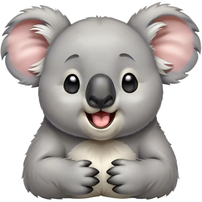 Cinematic Cute Yawning Koala Portrait Emoji, Head tilted slightly with a dramatic, wide-open yawn, showcasing a soft, downy grey fur with drooping ears and round eyes barely open in drowsy contentment, Simplified yet irresistibly adorable features, highly detailed, glowing with a soft, cozy glow, high shine, relaxed yet expressive, stylized with a touch of gentle whimsy, bright and endearing, soft glowing outline, capturing the essence of a sleepy yet affectionate koala, so drowsy it feels like it could stretch out of the screen and curl up for a nap! emoji